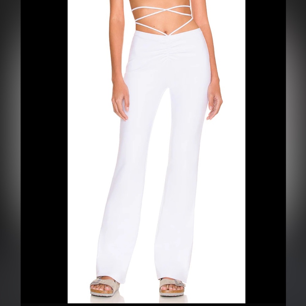 ALO Yoga White Cinch Flare Leg Pants